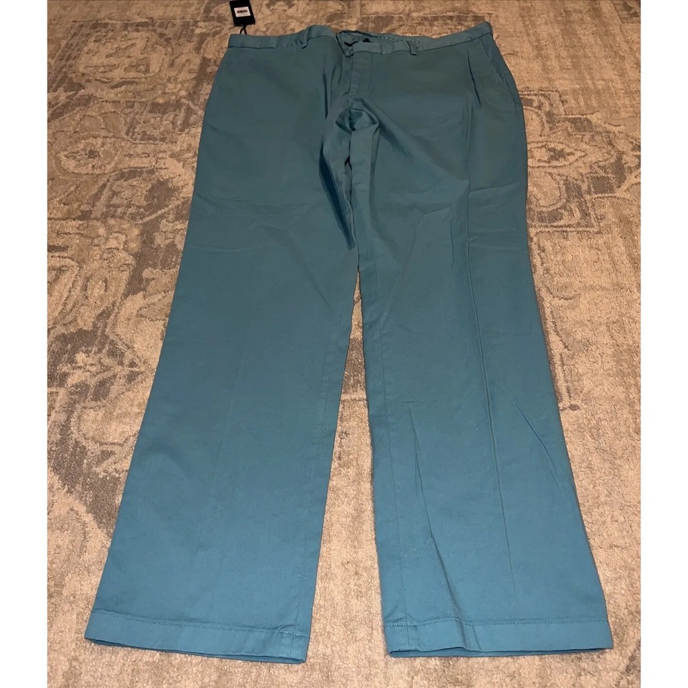 Bugatchi Mens Flat Front  Blue- Green Teal Pants Sz 38 X‎ 32 New